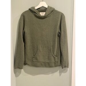 Life is good Women's Green Textured Knit Hoodie Pullover Pocket Sweatshirt S